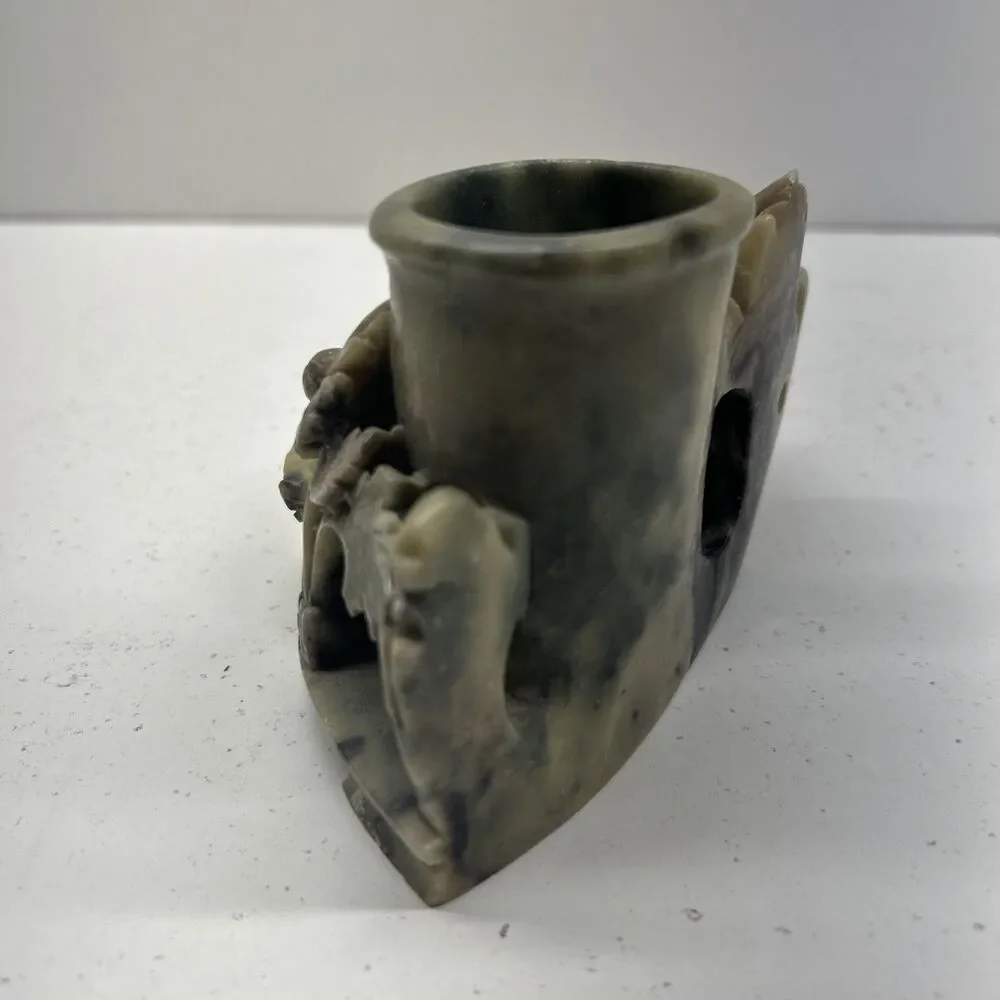 Vintage Soapstone Hand Carved‎ Chinese Desk Organizer VGC